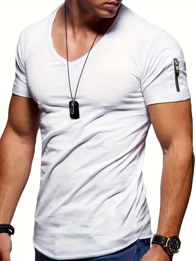 Raphael - Einfaches T-Shirt mit V-Ausschnitt für Herren