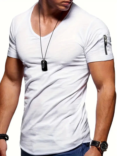 Raphael - Einfaches T-Shirt mit V-Ausschnitt für Herren