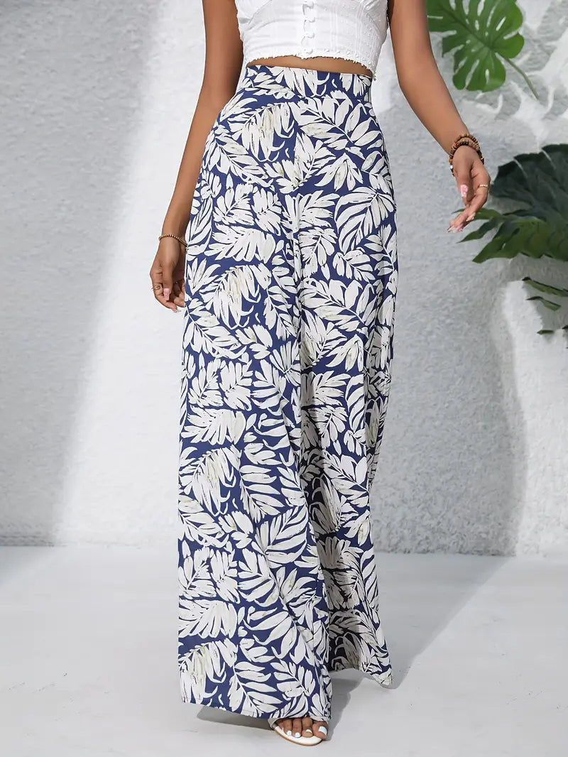 Jacinta | Boho Pflanzenprint Weite Hosen