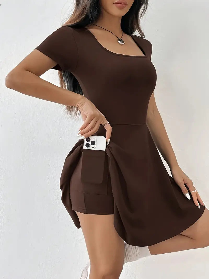 Gudrun – Schickes Skaterkleid mit integrierten Shorts und Tasche