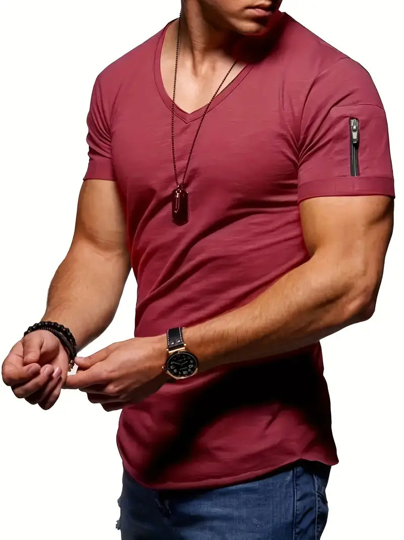 Raphael - Einfaches T-Shirt mit V-Ausschnitt für Herren
