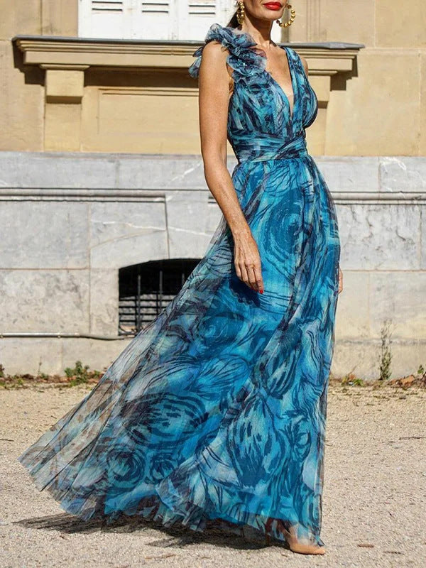 Isadora - Maxi-Strandkleid mit raffiniertem Druck
