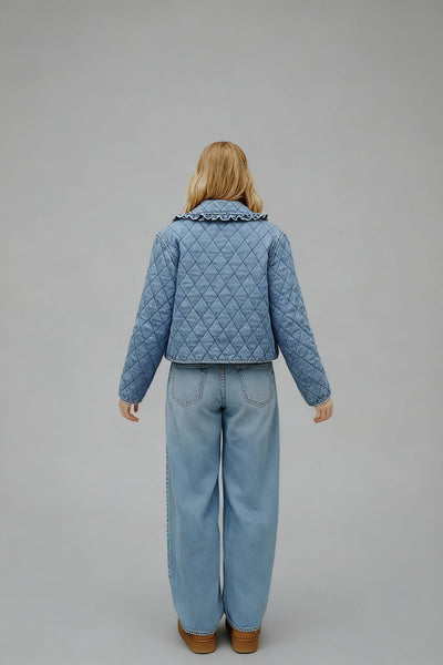 Rafaela | Kurze karierte Jeansjacke für Damen