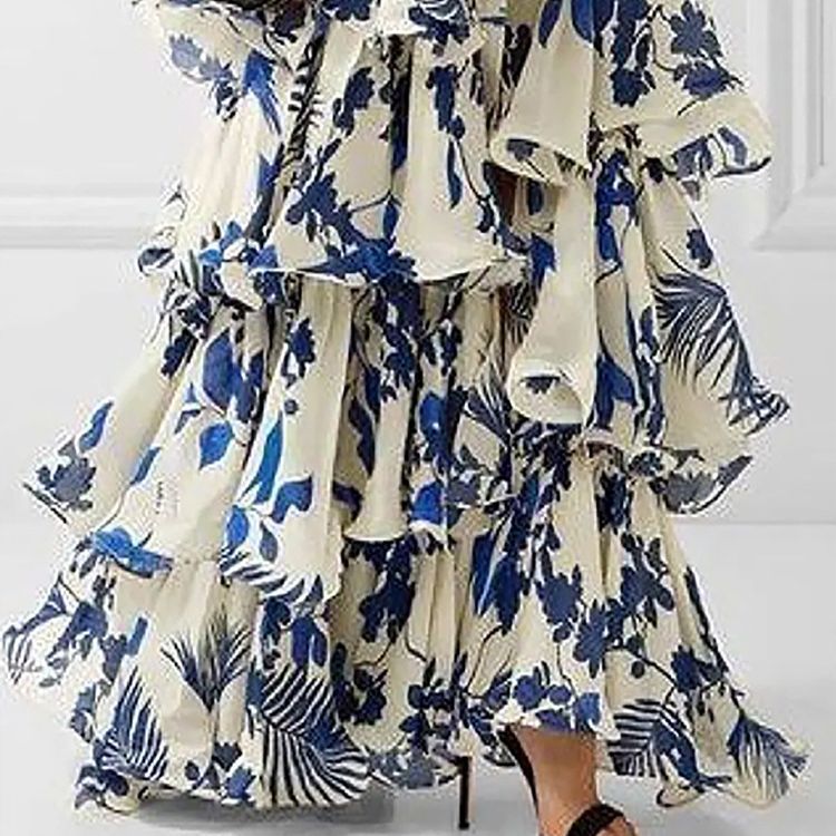 Renata - Maxi-Strandkleid mit Rüschen und Crossover-Design