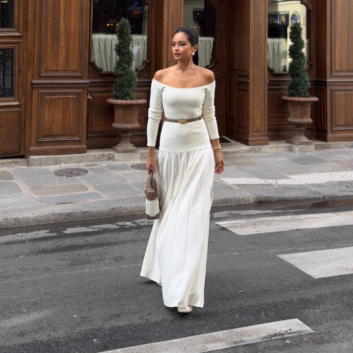 Analia - Elegantes schulterfreies langes Kleid für Frauen