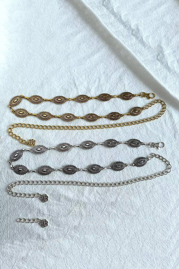 Raegan Retro Geometric Taillenkette – Verstellbare Metallkette Für Elegante Silhouetten