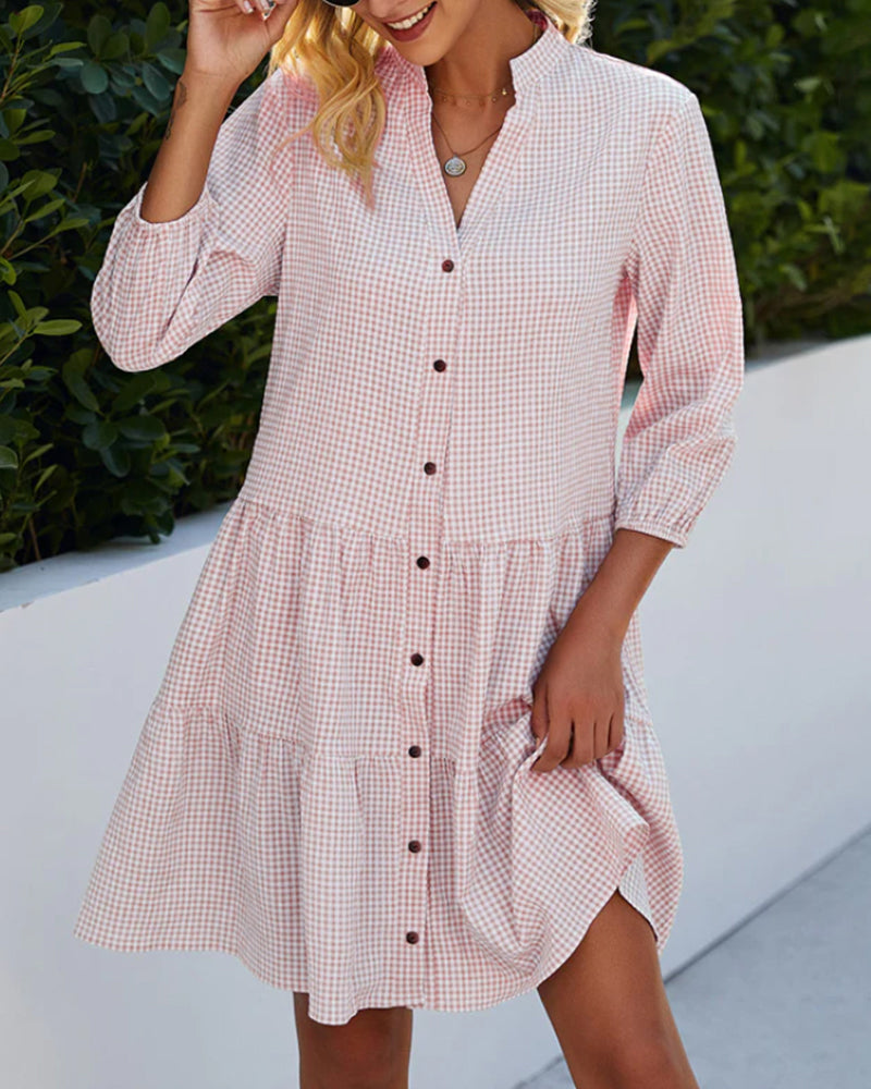 Raquel - Kariertes Button-Down-Kleid