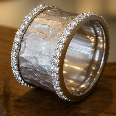 Versilberter Vintage-Ring mit Zirkonia