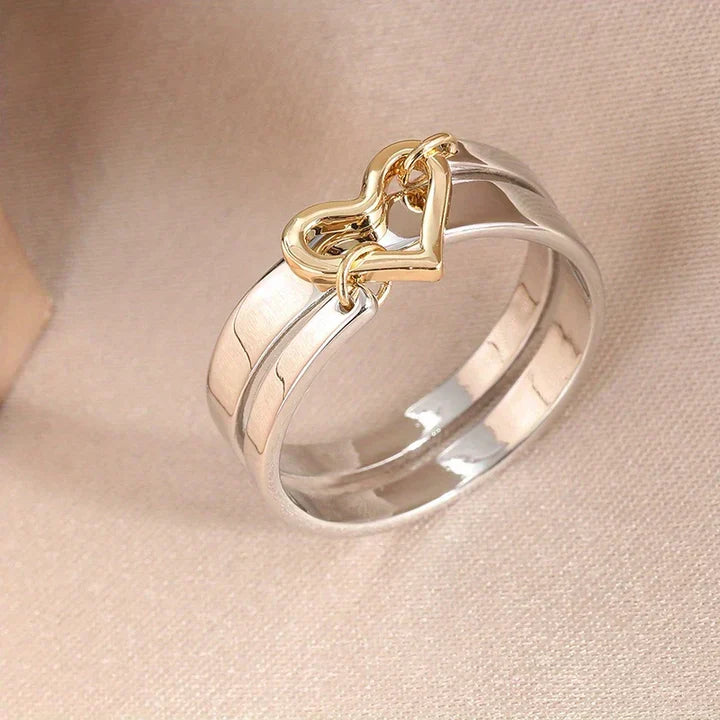 Gold Herz Layered Silber Ring