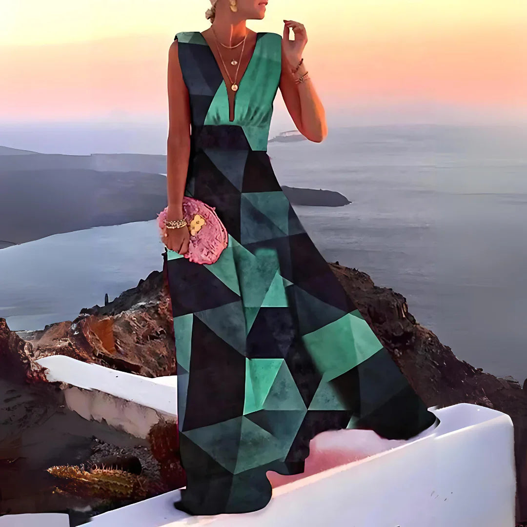 Rashida – Ärmelloses Maxikleid in A-Linie mit V-Ausschnitt