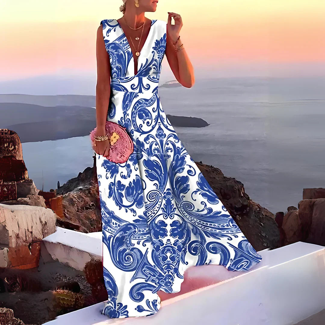 Rashida – Ärmelloses Maxikleid in A-Linie mit V-Ausschnitt