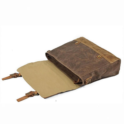 Mokalo™ Messenger Bag Aus Gewachstem Canvas & Leder – Unisex Umhängetasche Für Laptop & Alltag