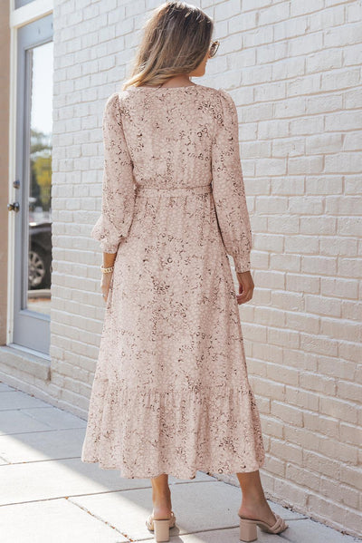 Sophie – Maxikleid mit Leopardenmuster, Gürtel und Puffärmeln