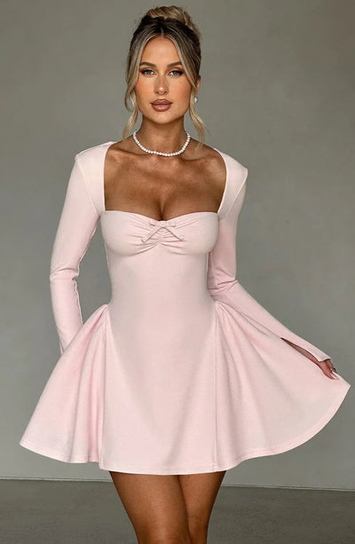 Salomé A-Linien Mini-Kleid mit Falten und Vollarm – Elegante Vielseitigkeit für Jede Gelegenheit