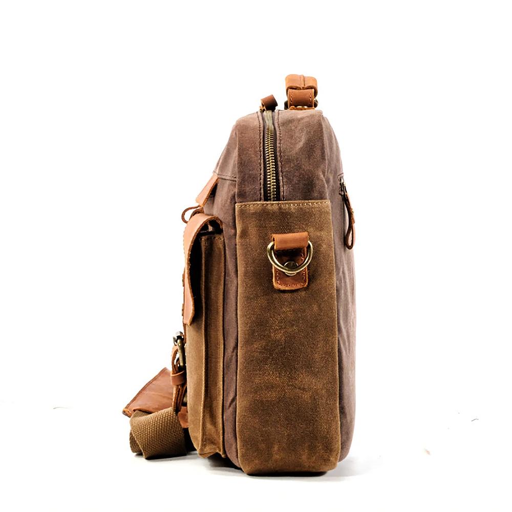 Hulls™ Herren Schultertasche – Vintage Umhängetasche Aus Gewebtem Canvas & Leder, 12L