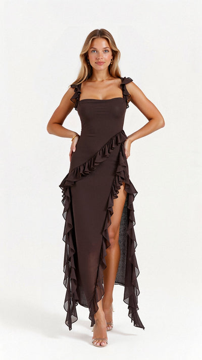 Avery Maxikleid mit Rüschen