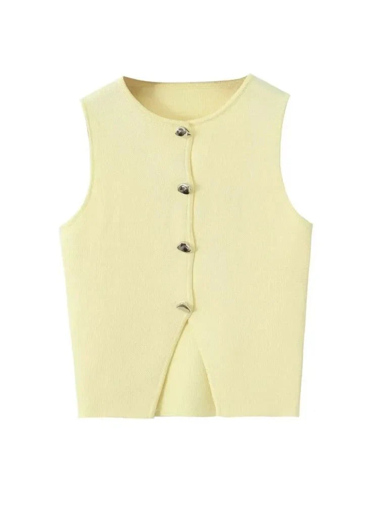 Deasia Gestricktes Crop-Top mit Frontschlitz