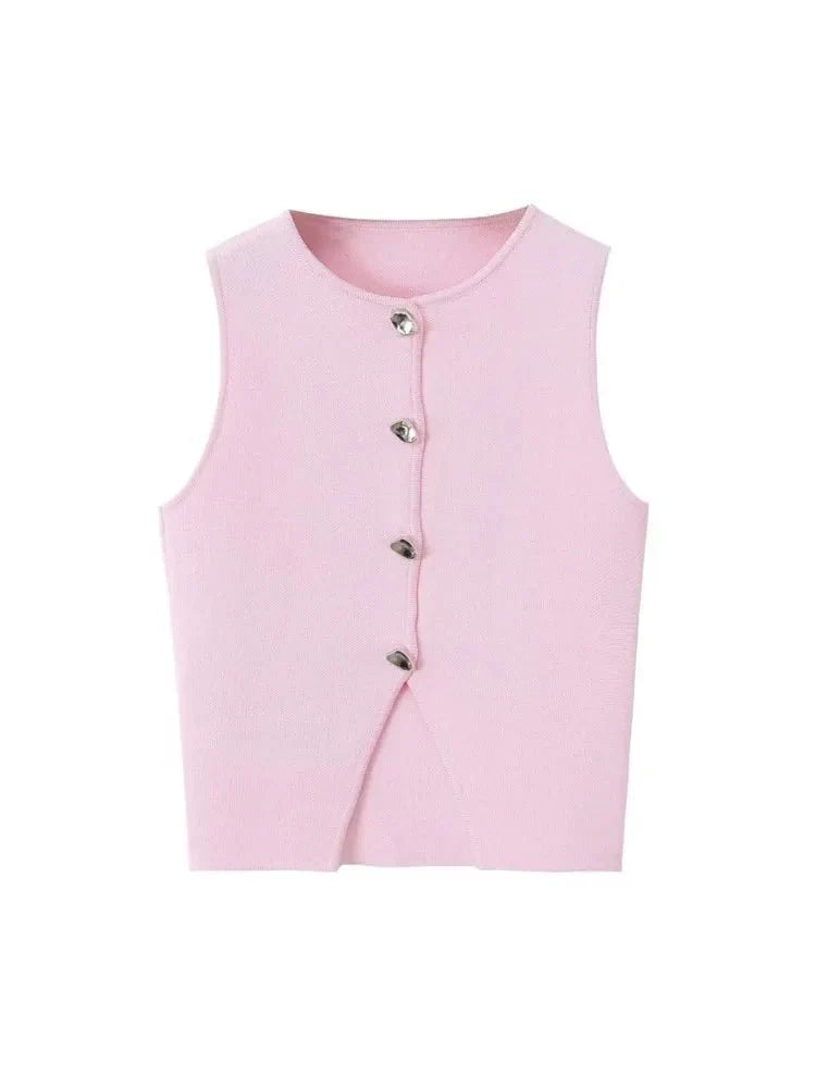 Deasia Gestricktes Crop-Top mit Frontschlitz