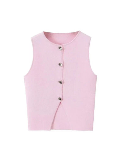 Deasia Gestricktes Crop-Top mit Frontschlitz