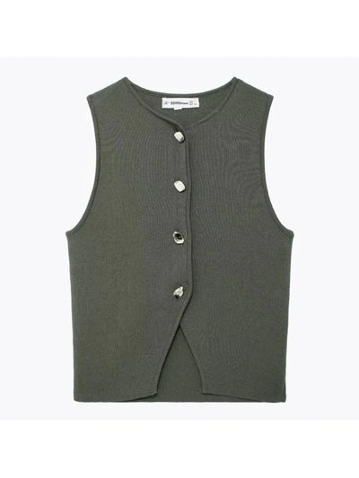 Deasia Gestricktes Crop-Top mit Frontschlitz