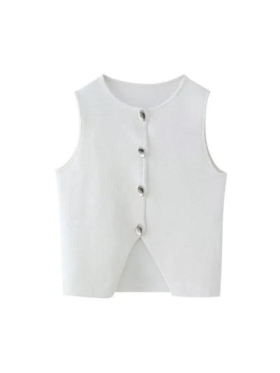 Deasia Gestricktes Crop-Top mit Frontschlitz