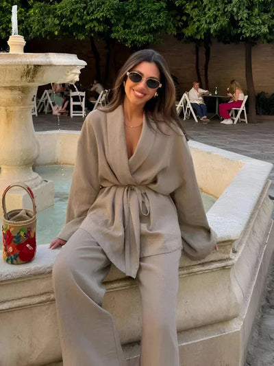 Marixa Wickel-Bluse und Hosen-Set