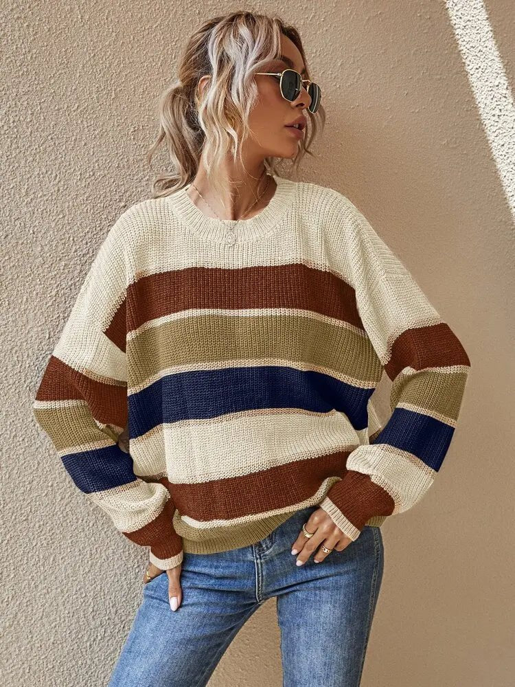 Reese Gestrickter Gestreifter Pullover