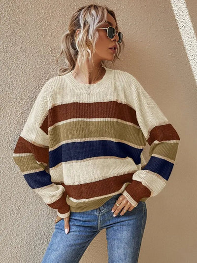 Reese Gestrickter Gestreifter Pullover