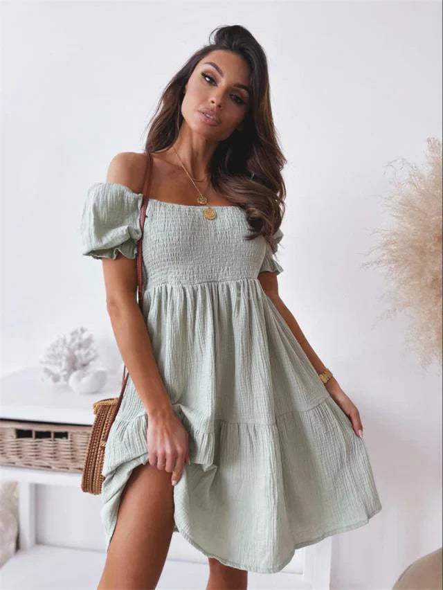Sydney – Serenity Off-Shoulder-Smocked-Baumwollkleid