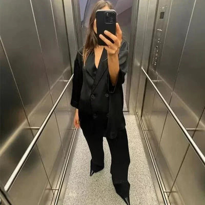 Trixia Lose Blazer und Hosen-Set