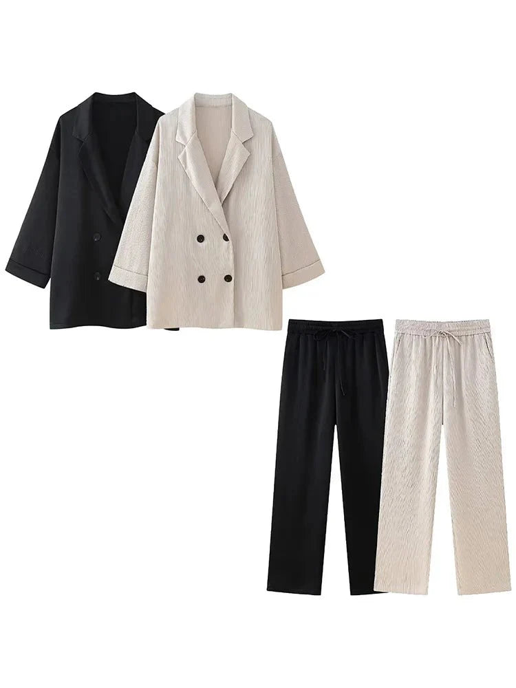 Trixia Lose Blazer und Hosen-Set