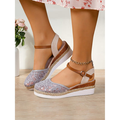 Annette – Romantische Keilsandalen mit floraler Eleganz