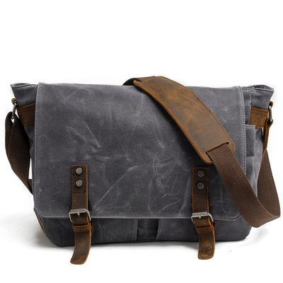 Conway™ Retro Umhängetasche Aus Gewachstem Baumwoll-Canvas – Vintage Messenger Bag Mit Laptopfach