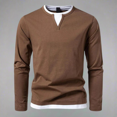 GINO™ Baumwollpullover Für Herren Mit V-Ausschnitt & Modernem Layer-Look - Lässiger Stil & Komfort