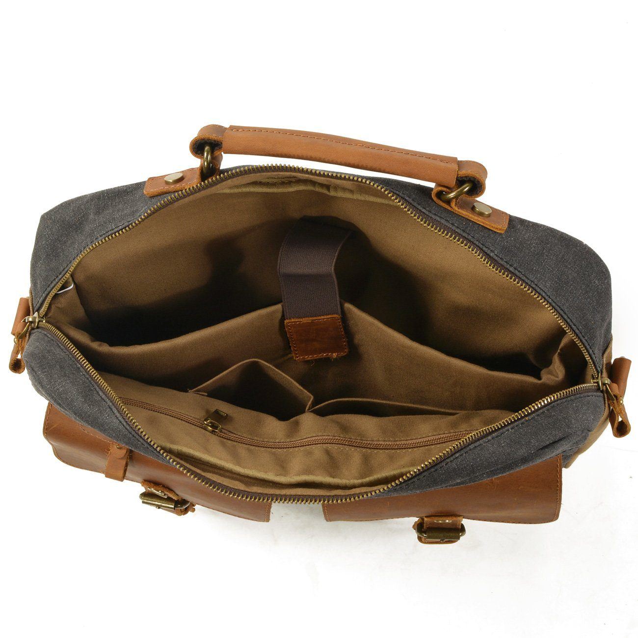 Hulls™ Herren Schultertasche – Vintage Umhängetasche Aus Gewebtem Canvas & Leder, 12L