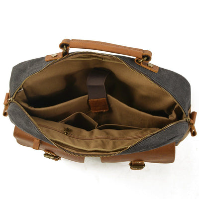 Hulls™ Herren Schultertasche – Vintage Umhängetasche Aus Gewebtem Canvas & Leder, 12L