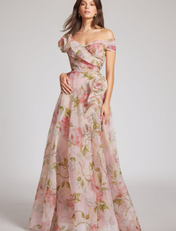 Violet - Elegantes langes geblümtes Kleid