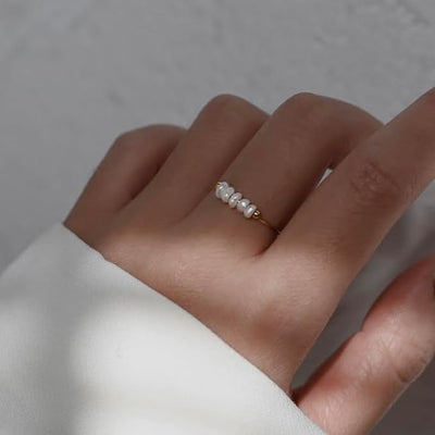 Magnolien-Süßwasserperlen-Goldring