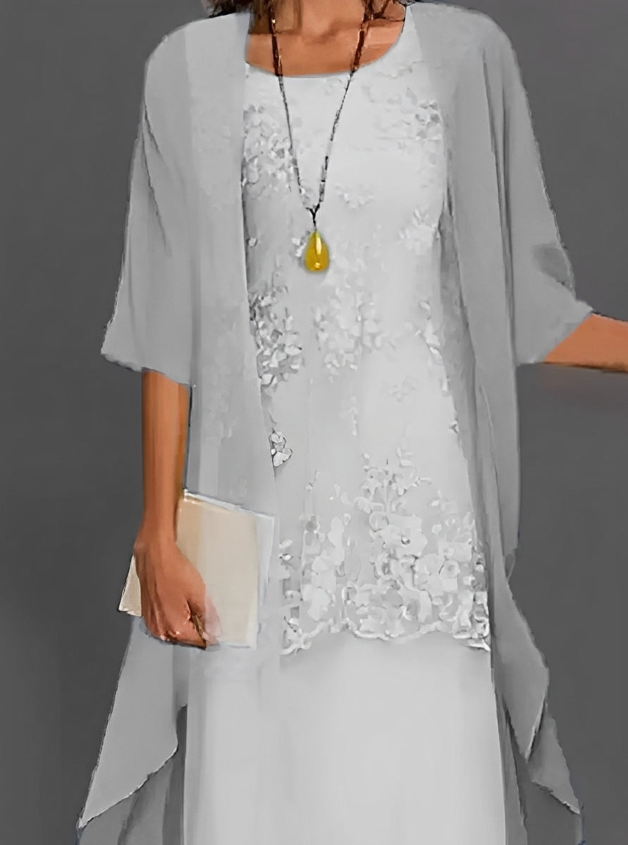 Ridley - Elegantes zweiteiliges Kleid aus Chiffon und Spitze