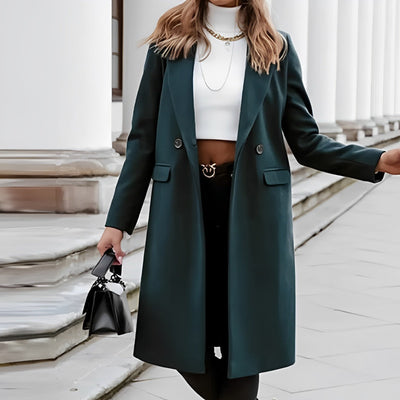 Josepha - Eleganter langer Wollmantel mit Reverskragen