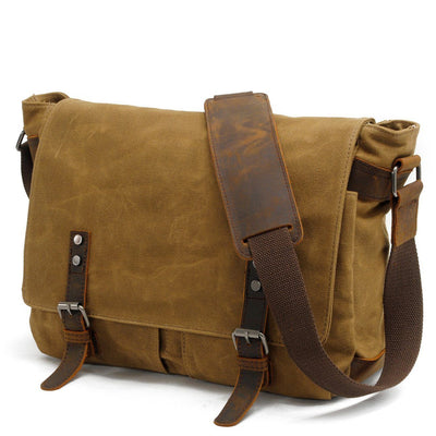 Conway™ Retro Umhängetasche Aus Gewachstem Baumwoll-Canvas – Vintage Messenger Bag Mit Laptopfach