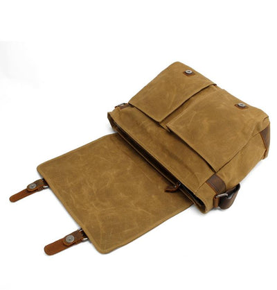 Conway™ Retro Umhängetasche Aus Gewachstem Baumwoll-Canvas – Vintage Messenger Bag Mit Laptopfach