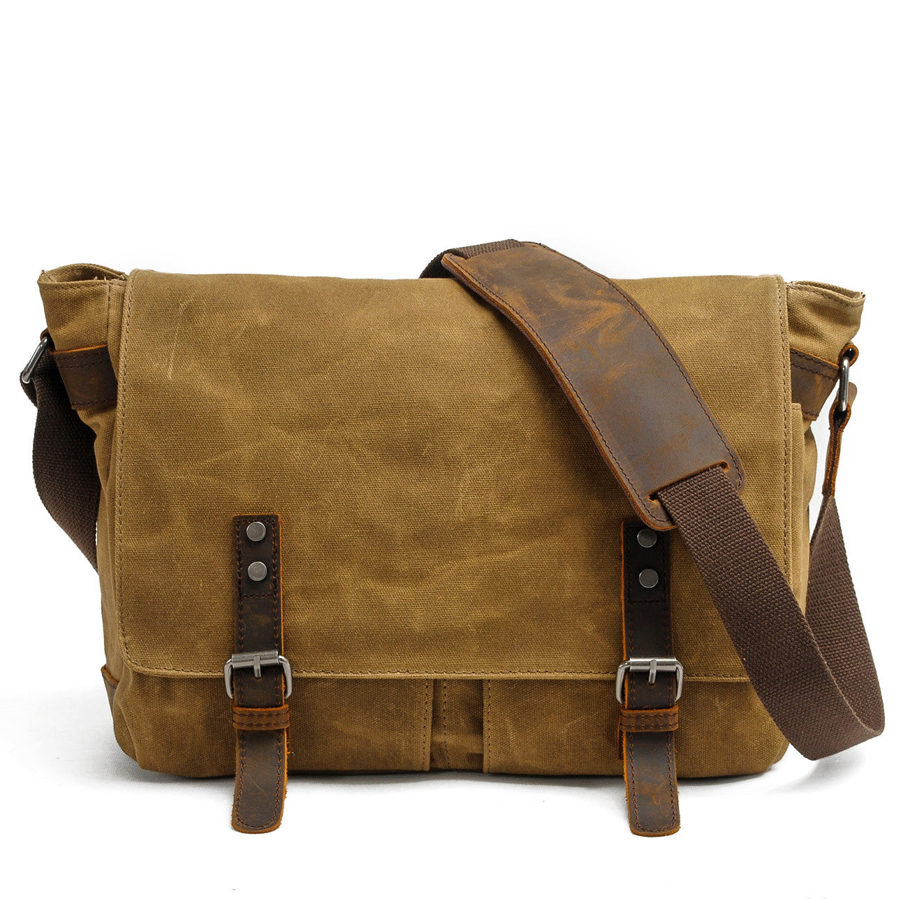 Conway™ Retro Umhängetasche Aus Gewachstem Baumwoll-Canvas – Vintage Messenger Bag Mit Laptopfach