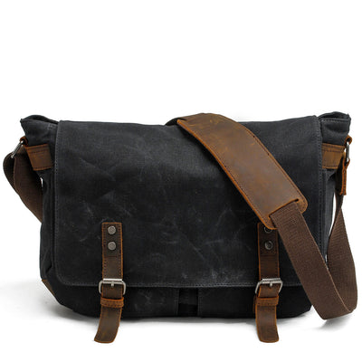 Conway™ Retro Umhängetasche Aus Gewachstem Baumwoll-Canvas – Vintage Messenger Bag Mit Laptopfach