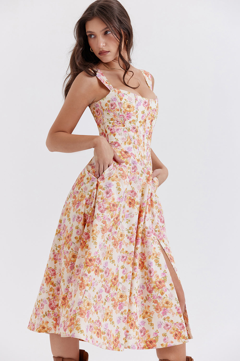 Geblümtes Midi-Sommerkleid
