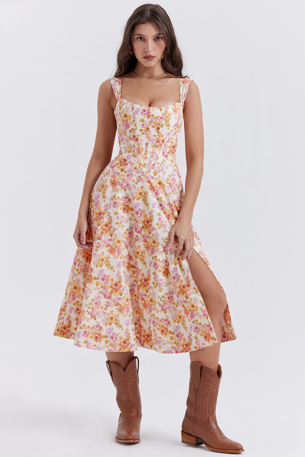 Geblümtes Midi-Sommerkleid
