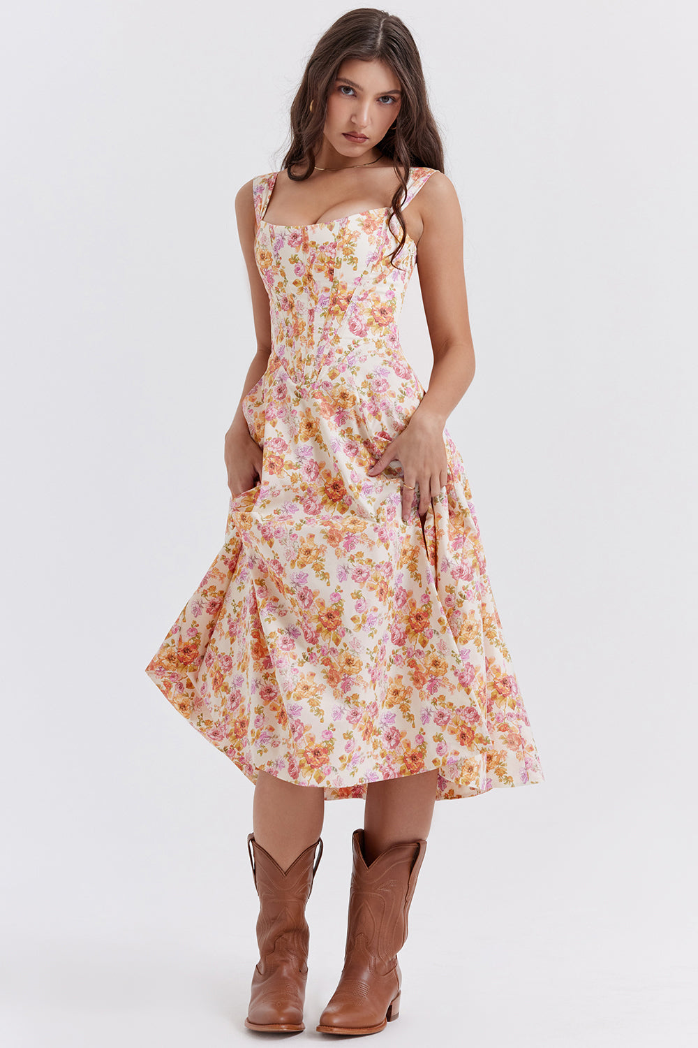 Geblümtes Midi-Sommerkleid