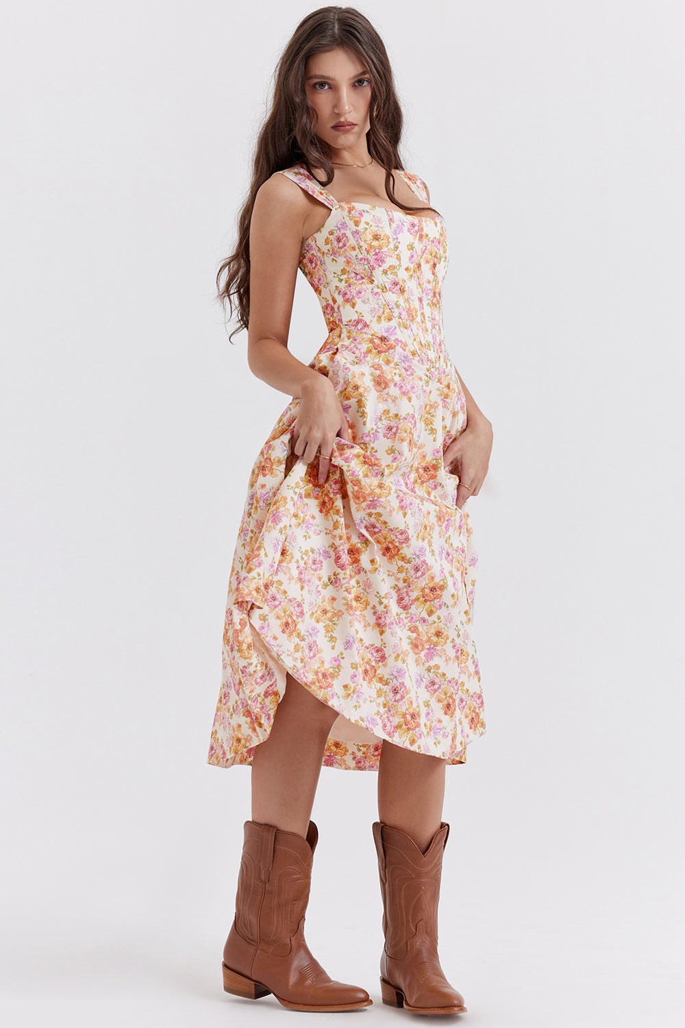 Geblümtes Midi-Sommerkleid