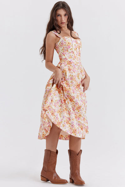 Geblümtes Midi-Sommerkleid