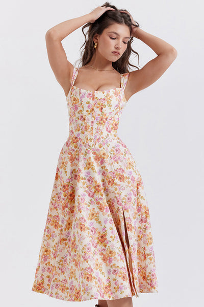Geblümtes Midi-Sommerkleid